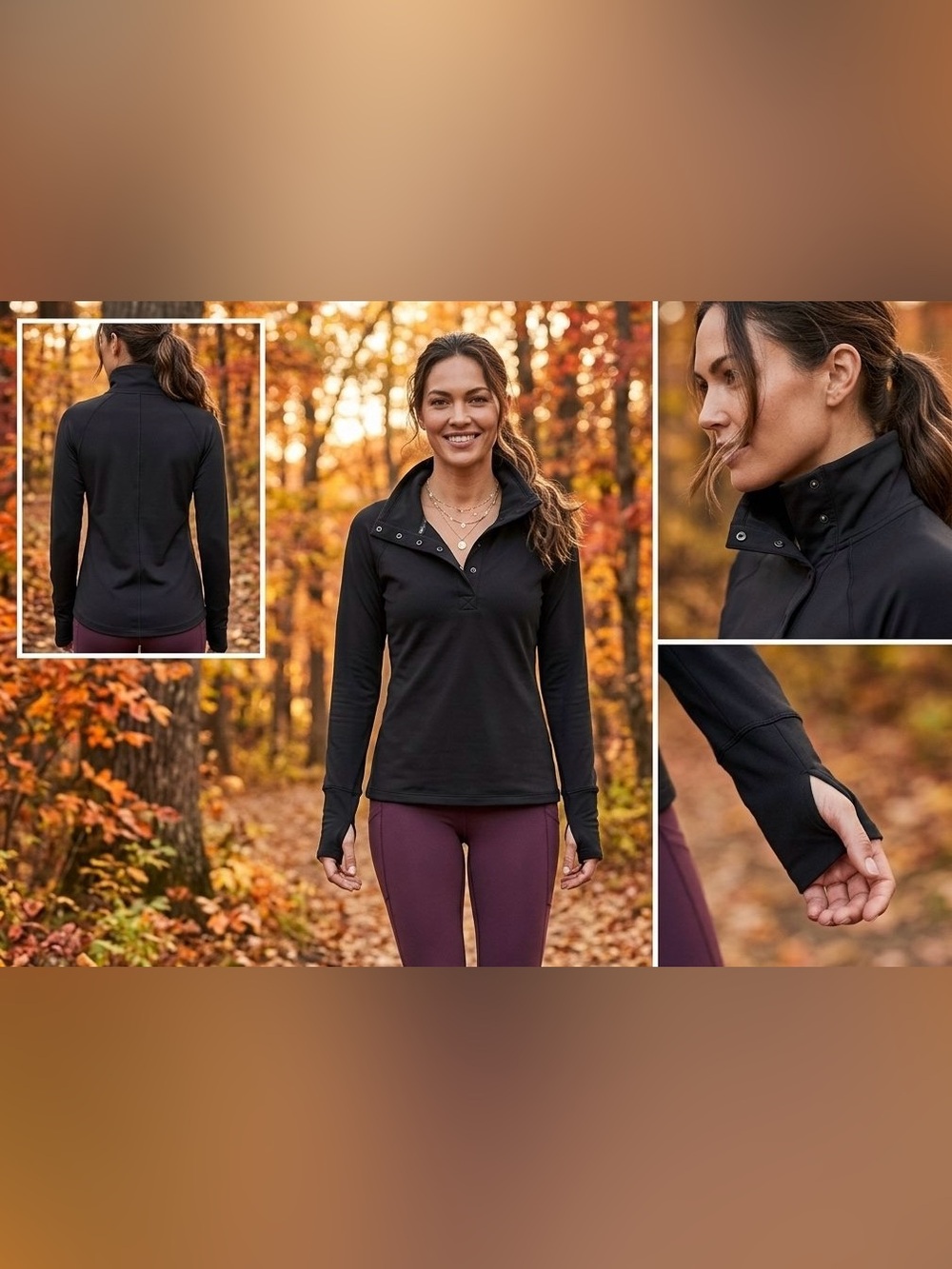 Champion Warm Control Women's Medium Black Snap Neck Pullover Sweatshirt